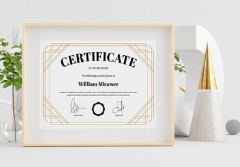 Set of Certificates with Art Deco Frames
