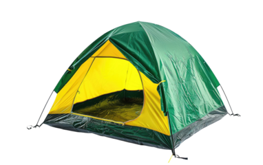 Exploring the Green and Yellow Campgrounds isolated on transparent Background