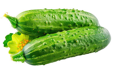 Verdant Cucumber isolated on transparent Background