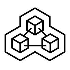 blockchain. The three cubes are connected in a safe area.