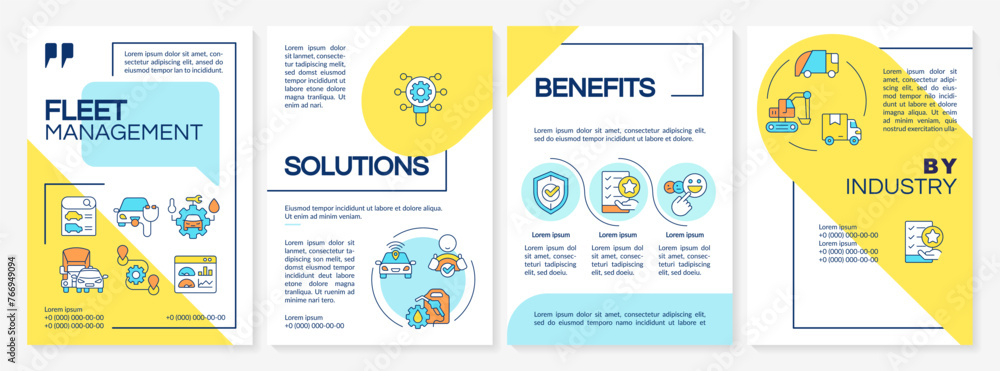 Canvas Prints fleet management systems blue and yellow brochure template. leaflet design with linear icons. editab