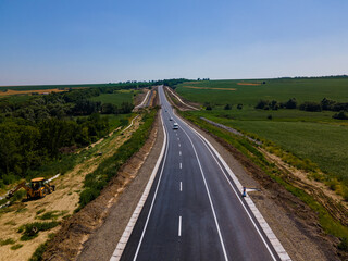 top view of the newly built road 