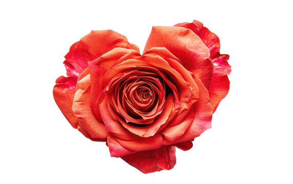 Rose with Heart-Shaped Petals isolated on transparent Background