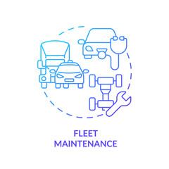 Fleet maintenance blue gradient concept icon. Vehicle management, inventory control. Round shape line illustration. Abstract idea. Graphic design. Easy to use in infographic, presentation