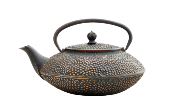 Japanese Teapot Crafted from Iron isolated on transparent Background