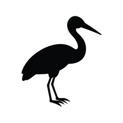 silhouette of a stork on white 