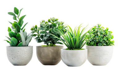 White Flower Pot Artificial Plant Display isolated on transparent Background