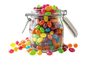 Jar of Sweet Jellybeans isolated on transparent Background
