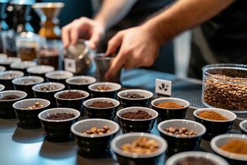 Fototapeta na wymiar Professional Barista Assessing Coffee Quality During Tasting