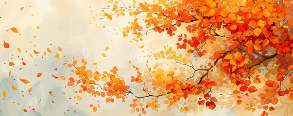 Vibrant Autumn Sycamore Leaves in Fiery Hues Captivating Botanical