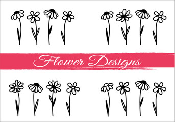 Floral bundle patterns, flowers, wildflowers daisy icon