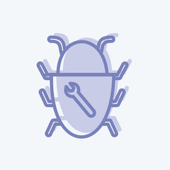 Bug Fixing Icon in trendy two tone style isolated on soft blue background - obrazy, fototapety, plakaty