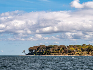 Northern part of Aebelo Island with lighthouse, in Kattegat north of Funen, Syddanmark, Denmark