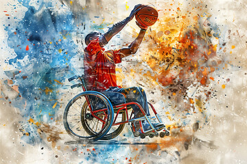 an athlete in a wheelchair plays basketball. desire to win. overcoming life's difficulties