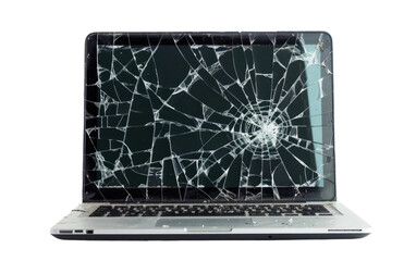 Faulty Laptop Screen: A Broken Blank Display isolated on transparent Background