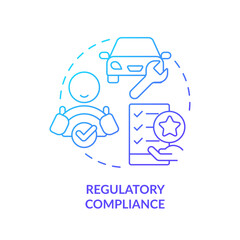 Regulatory compliance blue gradient concept icon. Industry standards, regulation policy. Round shape line illustration. Abstract idea. Graphic design. Easy to use in infographic, presentation