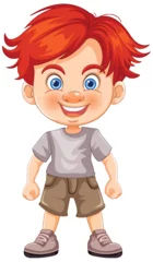 Fototapete Rund Cheerful red-haired boy in casual clothes © GraphicsRF