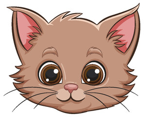 Adorable cartoon kitten with big brown eyes