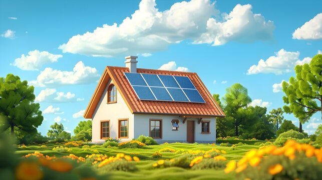 Eco Friendly Solar Powered Countryside Residence with Rooftop Panels Harnessing Renewable Energy