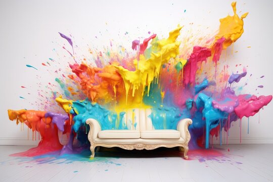 colorsplash in clean white livingroom illustration
