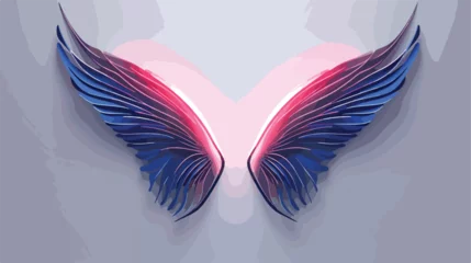 Papier Peint photo Lavable Papillons en grunge Pink and blue neon geo-symmetric wings on a light