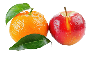 Mandarin and Verdant Apple Pairing isolated on transparent Background