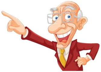 Fototapete Rund Elderly cartoon character gesturing with enthusiasm © GraphicsRF