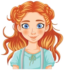 Tuinposter Bright-eyed girl with a friendly smile illustration © GraphicsRF