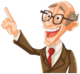Animated professor character gesturing with excitement