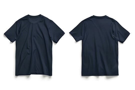 Front and back navy blue tshirt mockup set isolated and easy to cut out. Concept Apparel Mockups, Navy Blue Tshirt, Front and Back Views, Isolated Images, Easy to Cut Out