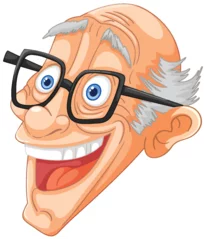 Foto op Canvas Vector illustration of a happy, bespectacled senior man © GraphicsRF