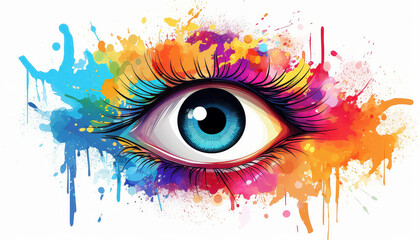 A colorful eye with a rainbow colored frame - obrazy, fototapety, plakaty