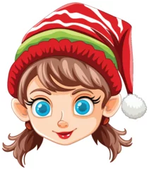 Rolgordijnen Cartoon elf girl with a cheerful holiday expression. © GraphicsRF