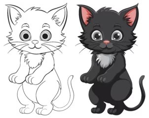 Fotobehang Vector illustration of two adorable cartoon kittens © GraphicsRF