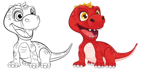 Deurstickers Colorful and playful red dinosaur vector graphic © GraphicsRF