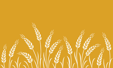 yellow seamless background with wheat, oat, rye stalks - 766952411