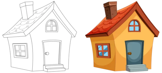 Rolgordijnen Two stylized vector illustrations of small houses © GraphicsRF