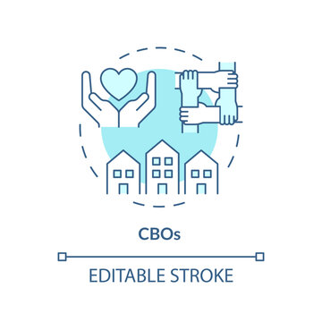 CBOs soft blue concept icon. Community based organization. Local unity. Neighbourhood. Civic engagement. Round shape line illustration. Abstract idea. Graphic design. Easy to use in article