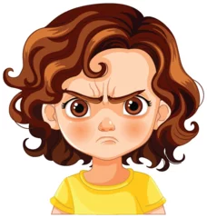 Outdoor kussens Vector graphic of a young girl looking upset © GraphicsRF