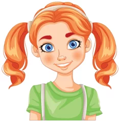 Foto op Canvas Vector illustration of a smiling young girl © GraphicsRF