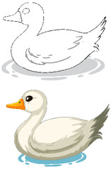 Two stylized vector ducks floating on water