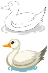 Rolgordijnen Two stylized vector ducks floating on water © GraphicsRF