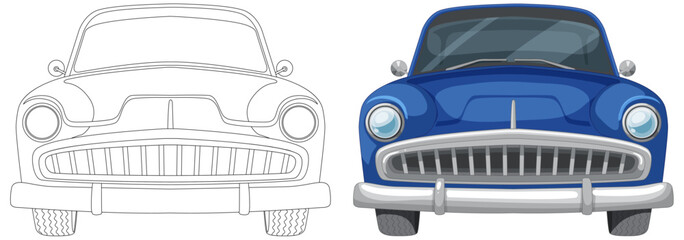 Vector transformation from line art to colored car
