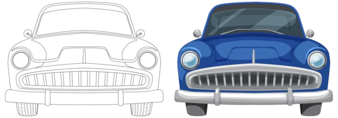 Wandaufkleber Vector transformation from line art to colored car © GraphicsRF
