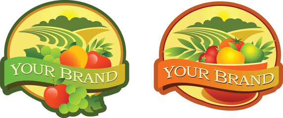 Emblem Style logo of Fruit Farms Set of 2 Element Vector Template