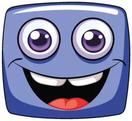 Rolgordijnen A happy square character with big eyes smiling. © GraphicsRF