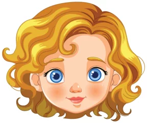 Deurstickers Colorful vector illustration of a young girl's face © GraphicsRF