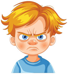 Vector illustration of a child showing anger.