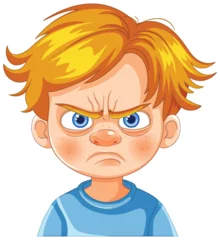 Rolgordijnen Vector illustration of a child showing anger. © GraphicsRF