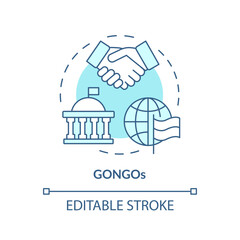 GONGOs soft blue concept icon. Government organized NGO. State sponsored organizations. Global affairs. Round shape line illustration. Abstract idea. Graphic design. Easy to use in article